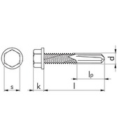 RECA šroub samozávrtný s šestihr.hl.a nákruž. 5,5x38 mm DIN 7504K ocel zn dl.h.
