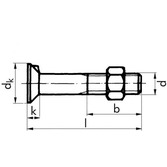 Senkschraube DIN 604 - Stahl - blank - M12 X 110 - mit Mutter