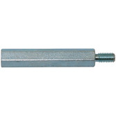 Abstandsbolzen mit Innen- und Außengewinde - Stahl - verzinkt blau - Schlüsselweite 7 - M4 X 12-8-8 - mit Gewindefreistich
