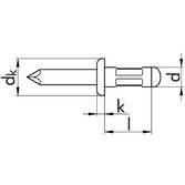 Mehrbereichsniete - Flachkopf - Alu/Stahl - 3,2 X 8 - Klemmbereich 0,5 - 5,0