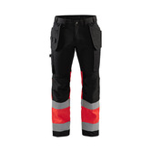 High Vis Arbeitshose mit Stretch Schwarz/High Vis Rot C54