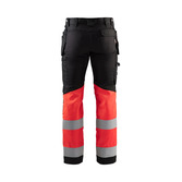 High Vis Arbeitshose mit Stretch Schwarz/High Vis Rot C54