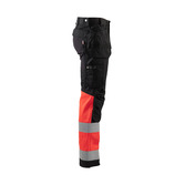 High Vis Arbeitshose mit Stretch Schwarz/High Vis Rot C54