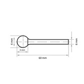 HSS-Fräser D Kugelform 4x4 mm Schaft 6 mm Verzahnung 3