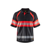 UV Polo Shirt High Vis Klasse 1 Schwarz/High Vis Rot XXL