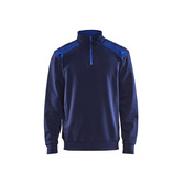 Sweater mit Half-Zip 2-farbig Marineblau/Kornblau XL