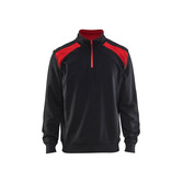 Sweater mit Half-Zip 2-farbig Schwarz/Rot XXL