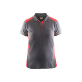 Damen Polo Shirt Grau/Rot XXXL