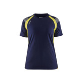 Damen T-Shirt Marineblau/Gelb M
