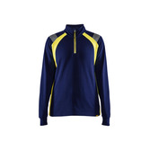 Damen Sweater Half-zip Marineblau/ High Vis Gelb XL