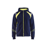 Sweatshirt mit Reißverschluss Marineblau/ High Vis Gelb XS
