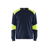 Flammschutz Langarm Shirt Marineblau/ High Vis Gelb S