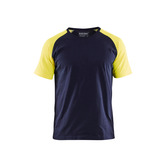 T-Shirt Marineblau/Gelb XL