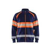 Hi-Vis sweatshirt full-zip Marinblau/Orange 4XL