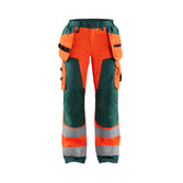 Damen High Vis Arbeitshose mit Werkzeugtaschen High Vis Orange/Grün D25