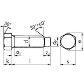 Sechskantschraube mit Zapfen DIN 561 - 22H - blank - M20 X 150