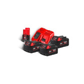 Milwaukee 3 x 18 V/5.0 Ah Red Li-Ion akum. M18 B5 + bezpłatny M12B2 (2Ah) akum. M18NRG-503