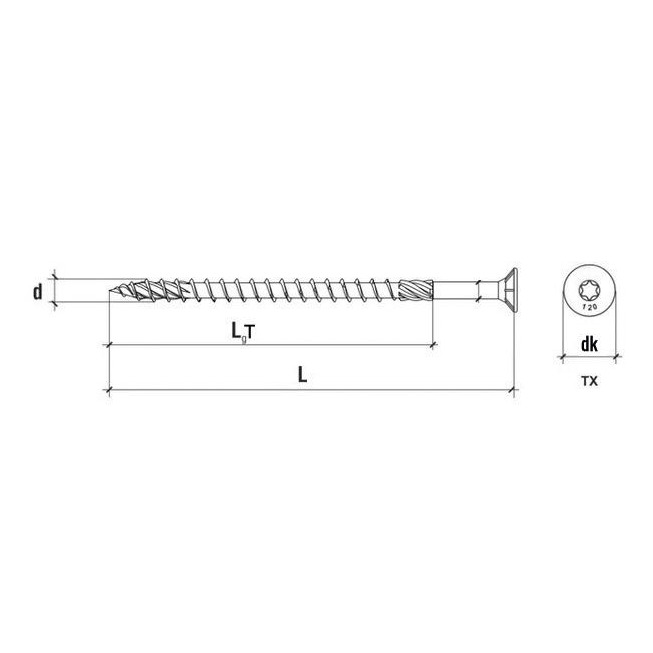 RECA Holzbauschraube - Senkkopf - verzinkt blau - 6 X 60/30 - TX30 - ETA-24/0273