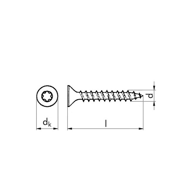 RECA Spanplattenschraube - Senkkopf - Vollgewinde - A2 - 4,5 X 20 - TX20