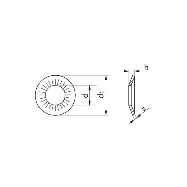 Kontaktscheibe NFE 25511 - Form M - Federstahl - Zinklamelle silber - M10=10,2mm