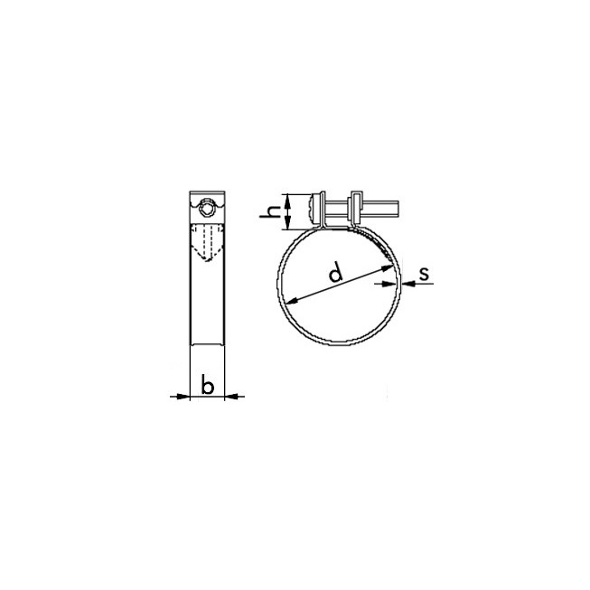 Schlauchschelle mit Spannbacken DIN 3017-2 - Form B1 - W1 - Bandbreite 7 - Durchmesser 8