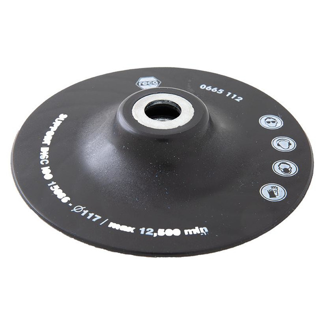 Gumový podpěrný talíř Turbo Inox 125 mm s upínací maticí M14
