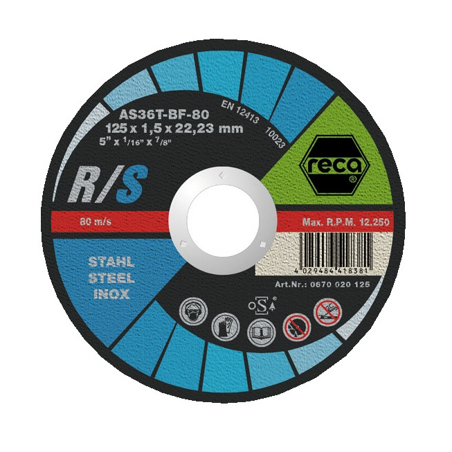RECA Trennscheibe R/S gerade Durchmesser 125 mm Stärke 1,5 mm Bohrung 22,23 mm