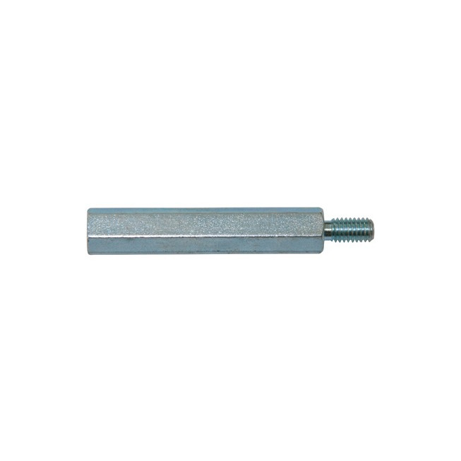 Abstandsbolzen mit Innen- und Außengewinde - Stahl - verzinkt blau - Schlüsselweite 10 - M6 X 40-14-12 - mit Gewindefreistich