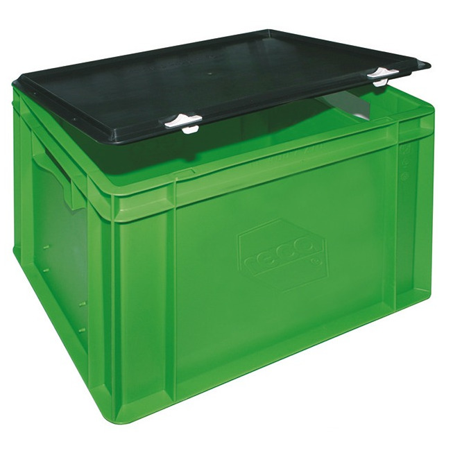 RECA Kunststoff-Lagerbox grün Deckel Schwarz