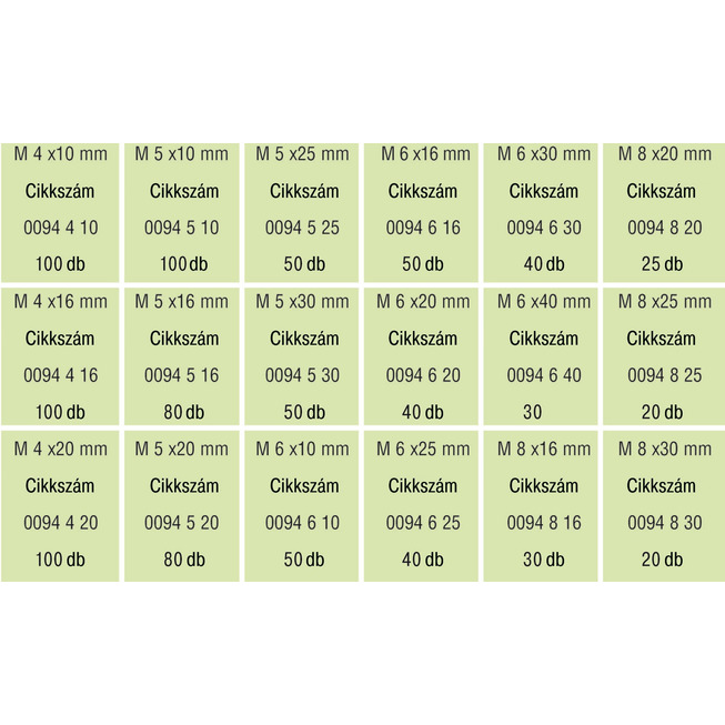 RECA szortiment - ISO 4762 - A2-70 - M4-M8 - 980-részes