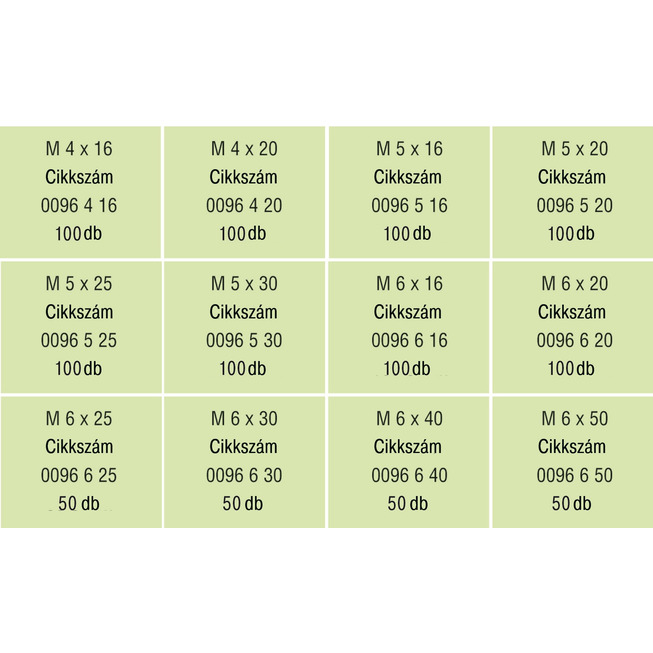 RECA Sortiment - DIN 933 - A2-70 - M4-M6 - 960 db-os