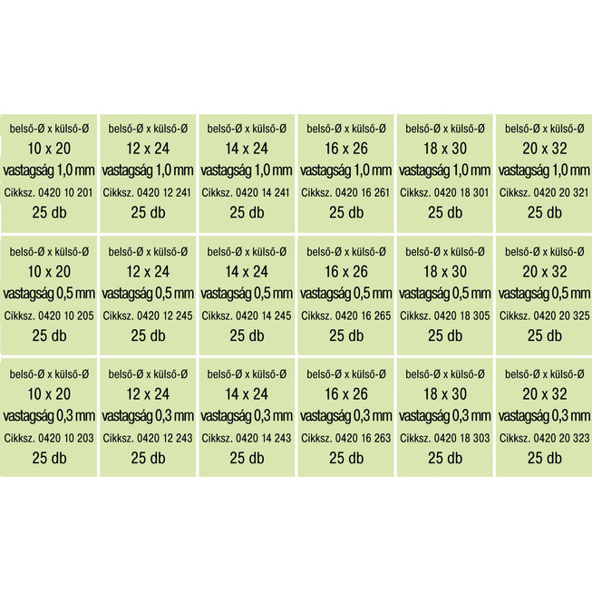 RECA szortiment - Ausgleichsalátétek - acél - nyers - 450 db-os