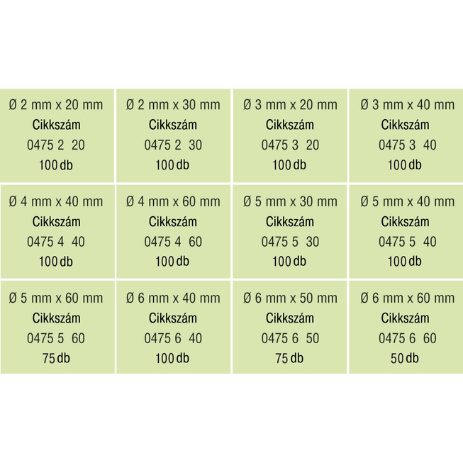 RECA szortiment - ISO 8752 - rugóacél - nyers - Ø2-6 - 1085-részes