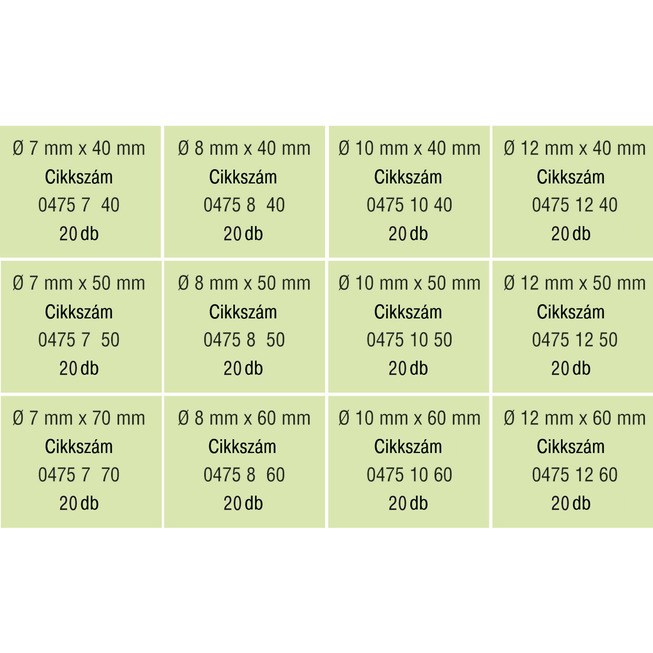 RECA szortiment - ISO 8752 - rugóacél - nyers - Ø7-12 - 220-részes