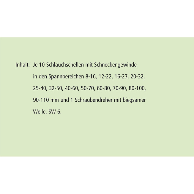RECA Sortimentstafel - Schlauchschellen mit Schneckengewinde - DIN 3017-1 - Form A - W2 - 121-teilig