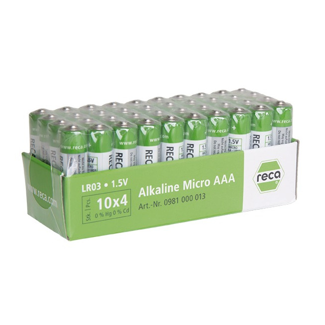 RECA Batterie Alkaline Typ AAA weiß grün 40 Stück
