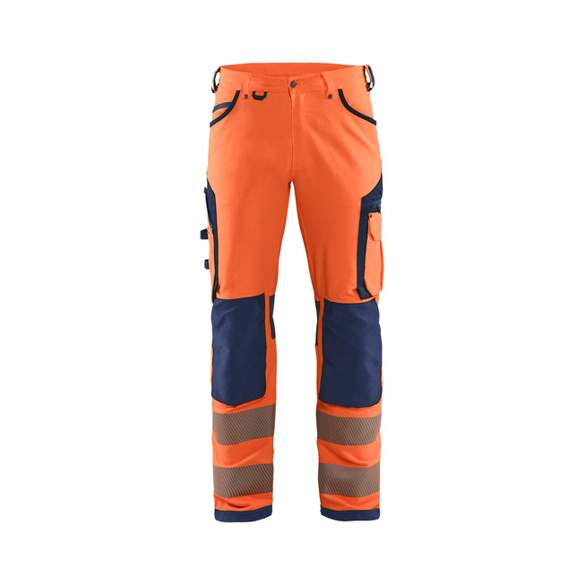 Hivis stretch trouser Orange/Marineblau D96