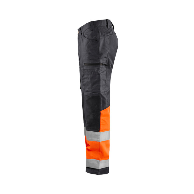 High Vis Arbeitshose mit Stretch Mittelgrau/High Vis Orange C154