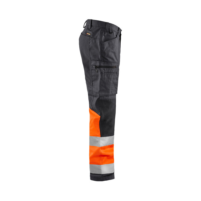 High Vis Arbeitshose mit Stretch Mittelgrau/High Vis Orange D96