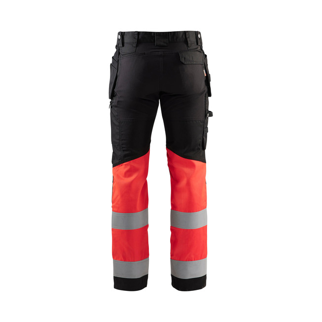 High Vis Arbeitshose mit Stretch Schwarz/High Vis Rot C54