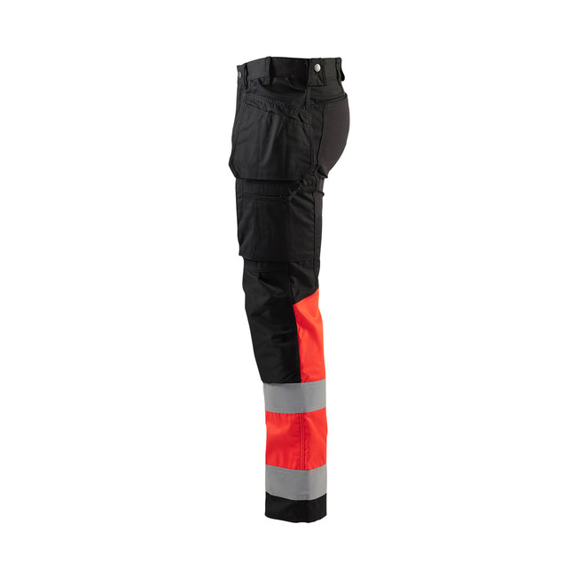 High Vis Arbeitshose mit Stretch Schwarz/High Vis Rot C54