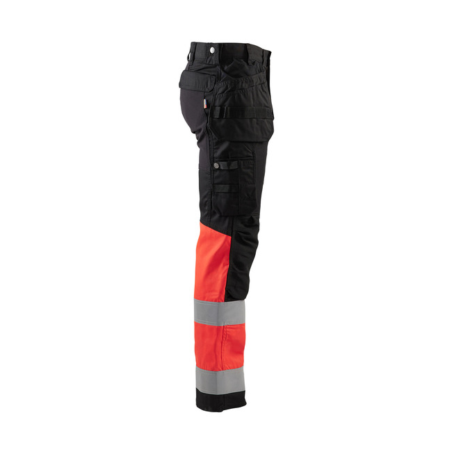 High Vis Arbeitshose mit Stretch Schwarz/High Vis Rot C54