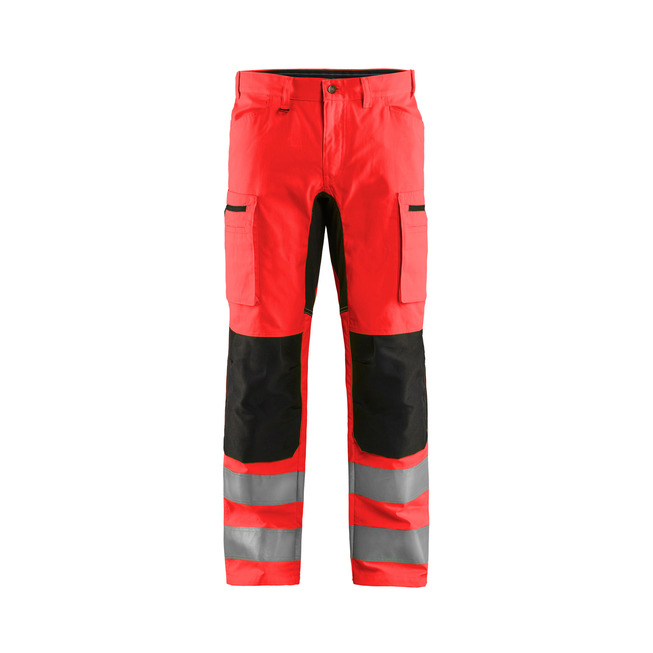 High Vis Arbeitshose mit Stretch High Vis Rot/Schwarz C62