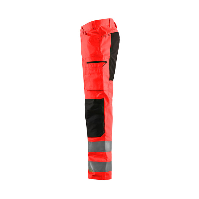 High Vis Arbeitshose mit Stretch High Vis Rot/Schwarz C56