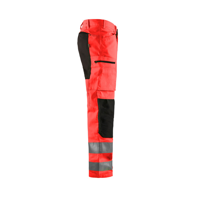 High Vis Arbeitshose mit Stretch High Vis Rot/Schwarz C62