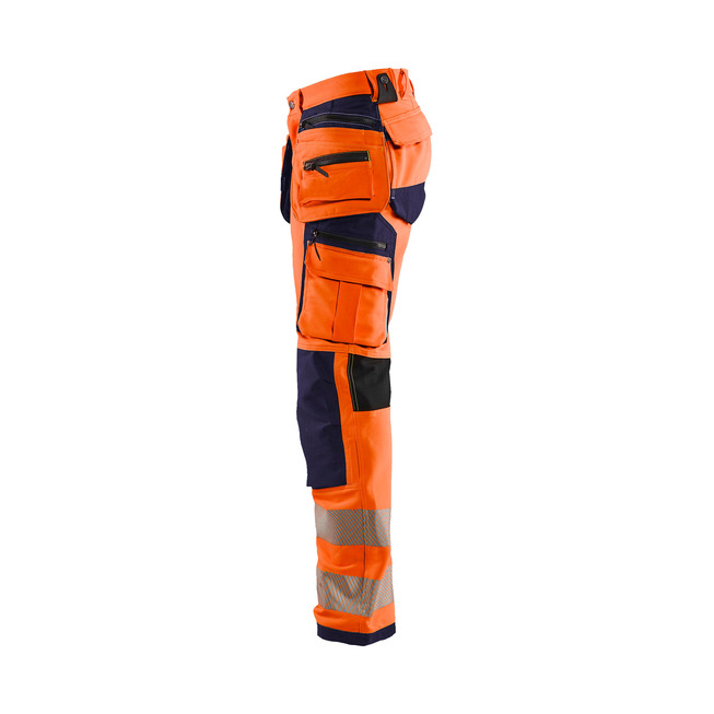 High Vis Arbeitshose 4-Wege-Stretch High Vis Orange/Marineblau C150