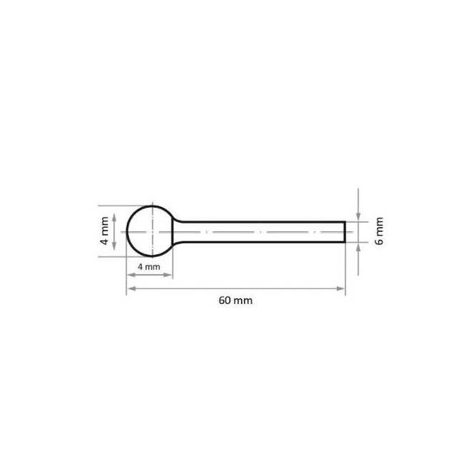 HSS-Fräser D Kugelform 4x4 mm Schaft 6 mm Verzahnung 3