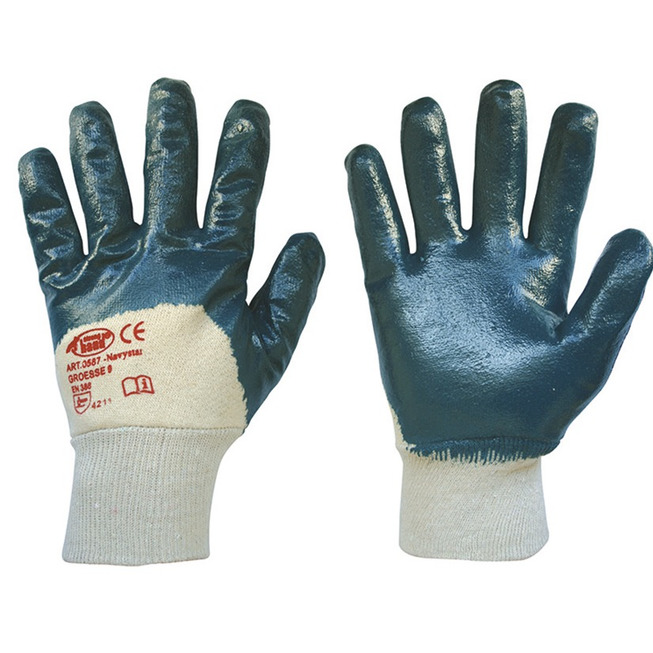 Pracovní rukavice nitrilové částečně povrstvené modré s nápletem vel.8