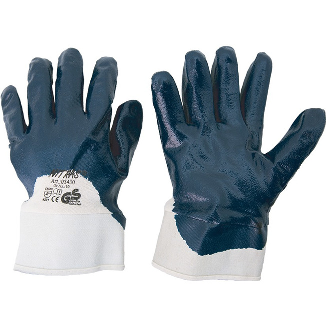 Pracovní rukavice nitrilové částečně povrstvené modré s manžetou vel. 11