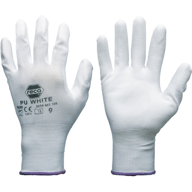 RECA montážní rukavice polyamidové bílé vel. 8